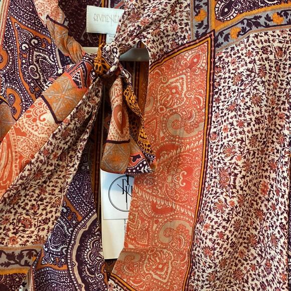 Revolve Divine Heritage Orchid Paisley Neck Tie Mini Dress Size: S - Picture 6 of 9